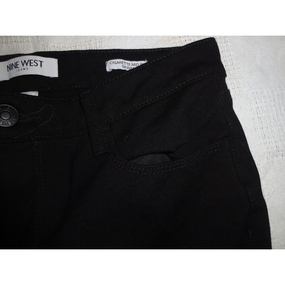Nine West Black Cigarette Mid Rise Skinny Pants Size 6 | Soft Stretch - Picture 6 of 8
